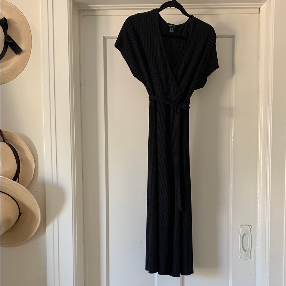 Black ribbed wide leg jumpsuit. US 4